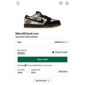 Brand new Supreme Rammellzee Dunk Low Black/white